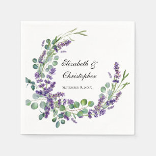 Serviette En Papier Mariage personnalisé Boho Lavande Eucalyptus
