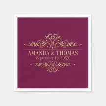 Mariage personnalisé bordeaux Élégant papier