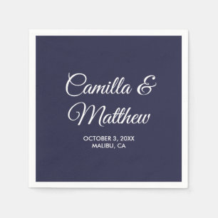 Serviette En Papier Mariage personnalisé de scénario romantique bleu m