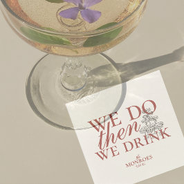 Serviette En Papier Mariage personnalisé de script rouge simple et élé