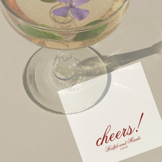 Serviette En Papier Mariage personnalisé élégant Rouge Luxe Santé