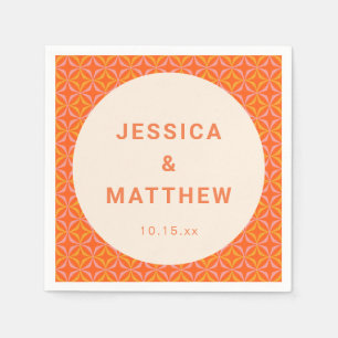 Serviette En Papier Mariage personnalisé géométrique orange moderne du