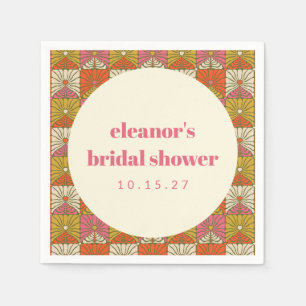 Serviette En Papier Mariage Personnalisé Groovy Rétro Orange Botanique