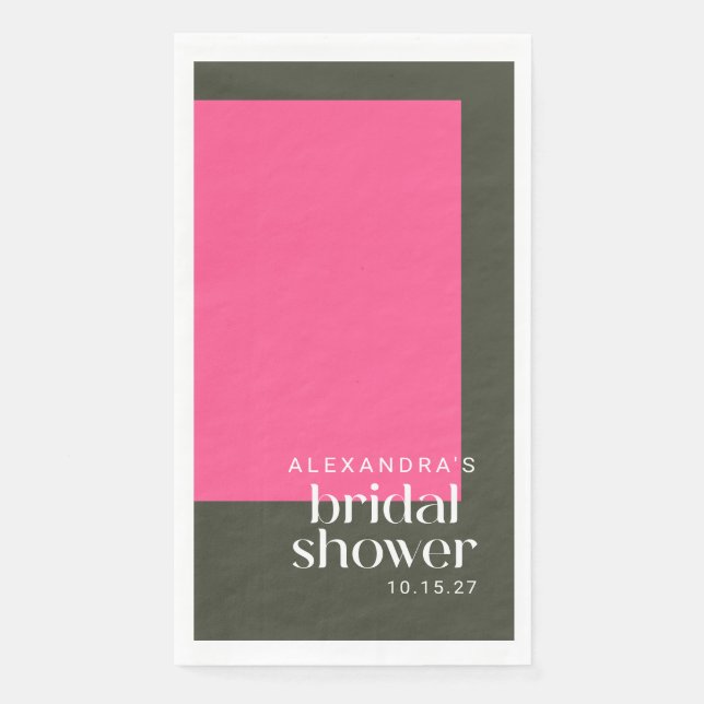 Serviette En Papier Mariage Personnalisé Groovy Rose Vert Lumineux Mod (Devant)