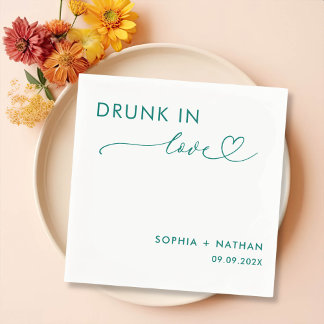 Serviette En Papier Mariage personnalisé moderne ivre dans l'amour