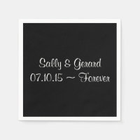 Mariage personnalisé Napkin noir noir arrière blan