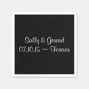 Serviette En Papier Mariage personnalisé Napkin noir noir arrière blan