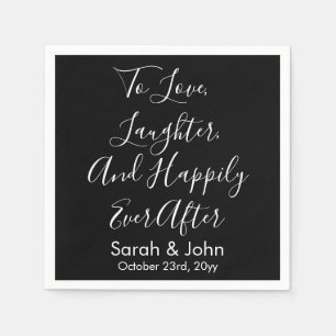 Serviette En Papier Mariage personnalisé noir blanc écriture réception