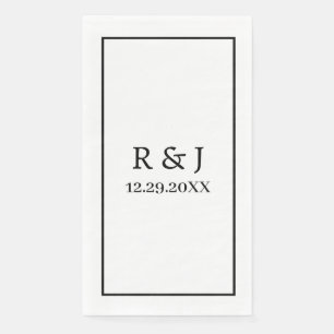 Serviette En Papier Mariage personnalisé Nom Couple Noir Blanc