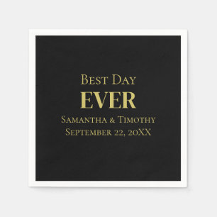 Serviette En Papier Mariage Personnalisé Or Noir Meilleur Jour