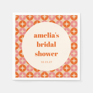 Serviette En Papier Mariage Personnalisé Rose Orange Moderne du Milieu