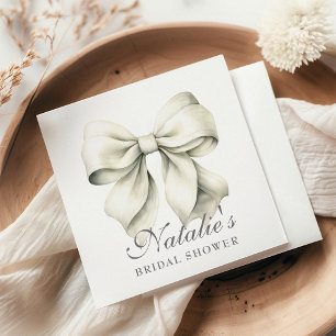 Serviette En Papier Mariage Personnalisé Ruban Blanc Élégant