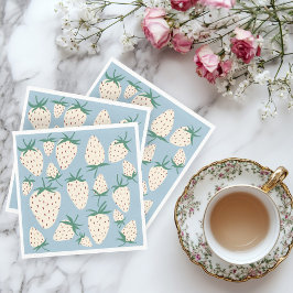 Serviette En Papier Mariage personnalisé sur le thème des fraises blan