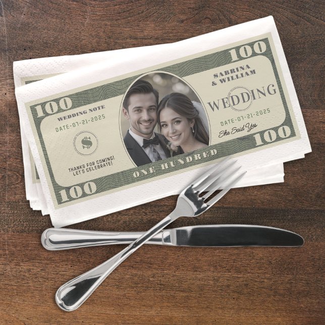 Serviette En Papier mariage photo de facture de 100 dollars (100 Dollar Bill Photo Wedding Paper Guest Towels
)