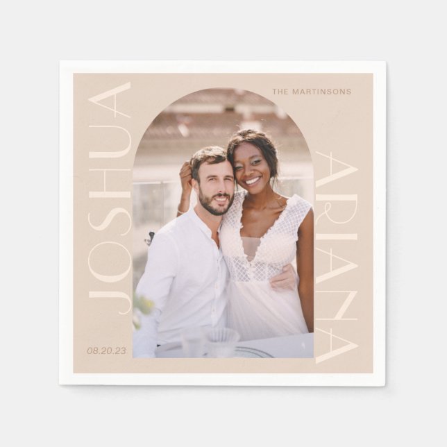 Serviette En Papier Mariage photo Elegant Neutral Arch (Devant)