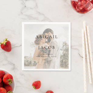 Serviette En Papier Mariage Photo Moderne Minimaliste