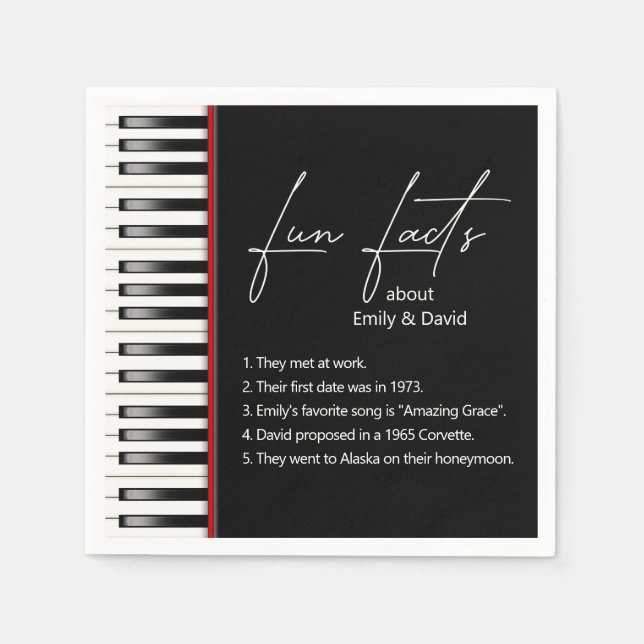 Serviette En Papier Mariage Piano Keyboard Fun Facts (Devant)