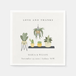 Serviette En Papier Mariage Plante succulent à pois mignon Merci
