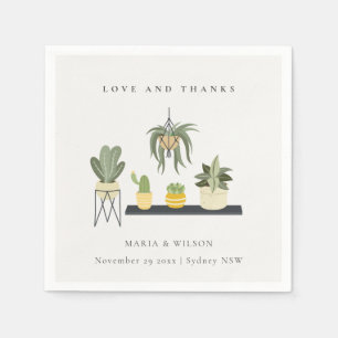 Serviette En Papier Mariage Plante succulent à pois mignon Merci