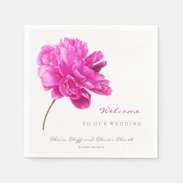 Serviette En Papier Mariage Pony rose brillant Bienvenue