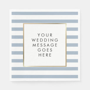 Serviette En Papier Mariage rayé bleu poussiéreux moderne