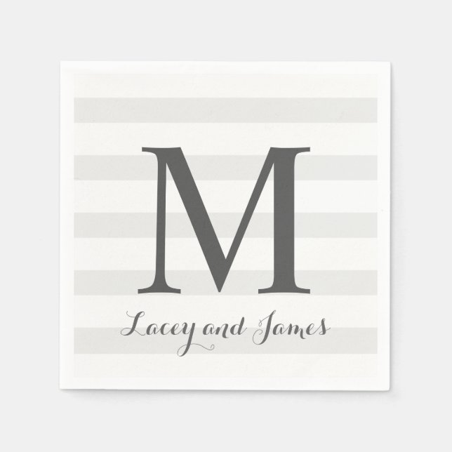 Serviette En Papier Mariage rayé Napkin (Devant)