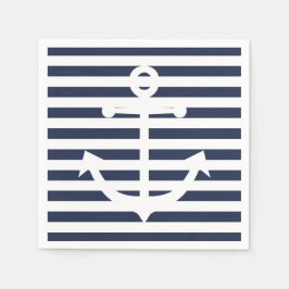 Serviette En Papier Mariage Rayures Bleues Et Blanches Ancre Nautique