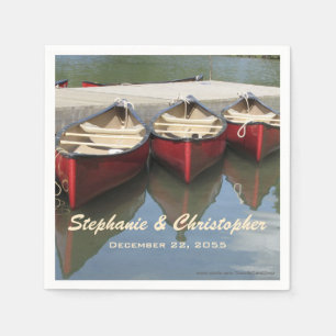 Serviette En Papier Mariage Red Canoes Nom et date