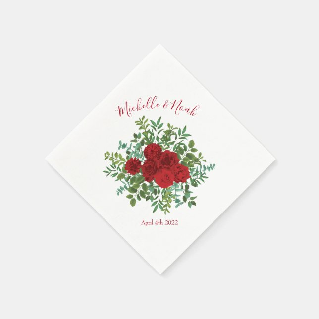Serviette En Papier Mariage Red Rose (Coin)