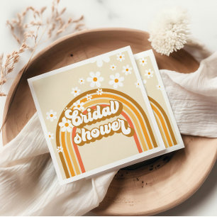 Serviette En Papier Mariage rétro arc-en-ciel Daisy Groovy