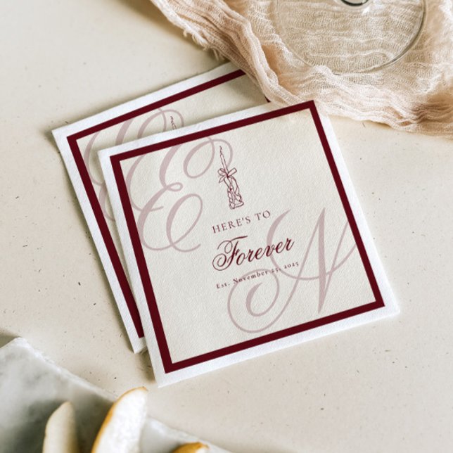 Serviette En Papier Mariage rétro au monogramme de luxe à l'ancienne (Créateur téléchargé)