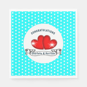 Serviette En Papier Mariage Retro Rockabilly Hearts