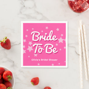 Serviette En Papier Mariage rétro rose tendance avec étoiles