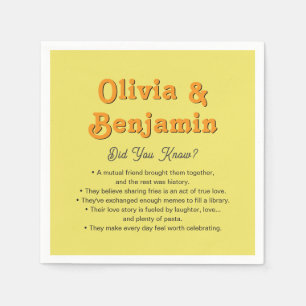 Serviette En Papier Mariage Rétro Vintage Jaune et Orange Faits Amusan