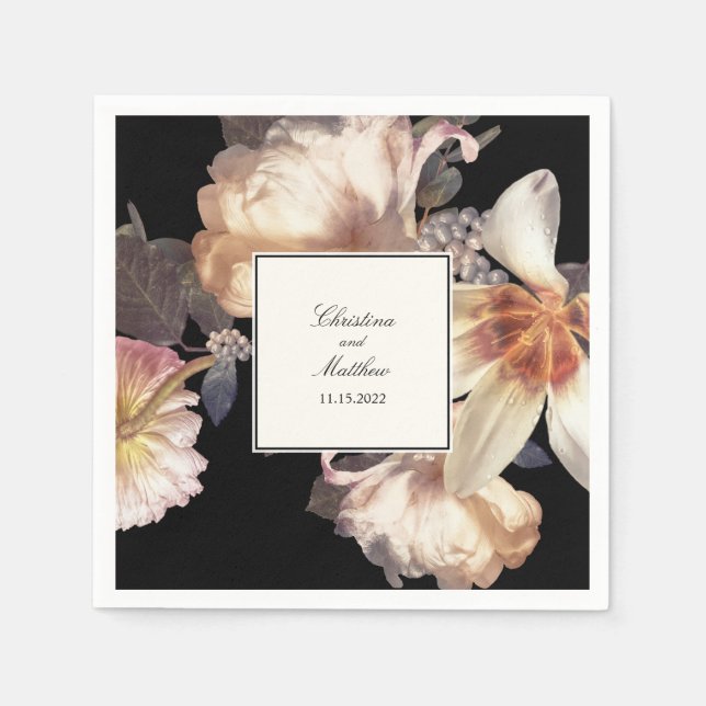 Serviette En Papier Mariage riche Moody Floral élégant (Devant)