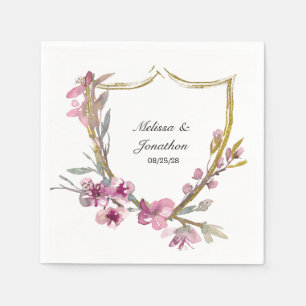 Serviette En Papier Mariage romantique à fleurs de cerisier rose