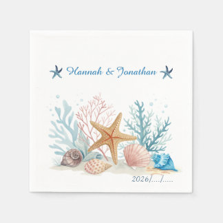 Serviette En Papier Mariage Romantique Côtière Éthérée