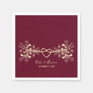 Serviette En Papier Mariage romantique d'automne en Bourgogne dorée