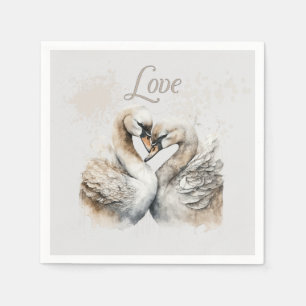 Serviette En Papier Mariage Romantique des Cygnes d'Amour 