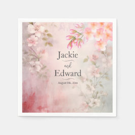 Serviette En Papier Mariage romantique rose