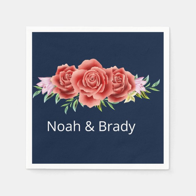 Serviette En Papier Mariage rose (Devant)