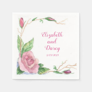 Serviette En Papier Mariage Rose à rou Napkin