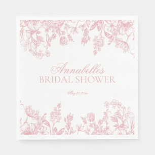 Serviette En Papier Mariage Rose Chinoiserie Floral Vintage