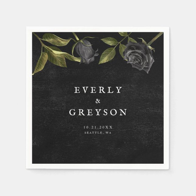 Serviette En Papier Mariage Rose d'Halloween sombre (Devant)