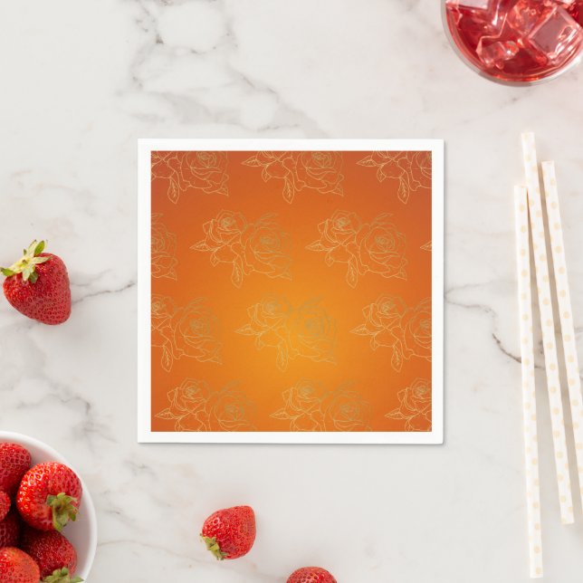 Serviette En Papier Mariage Rose d'or orange brûlé (En situation)