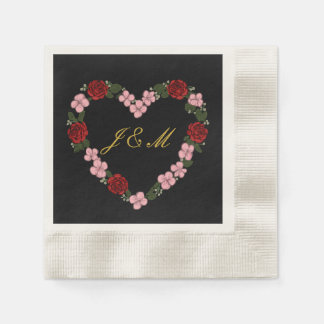 Serviette En Papier mariage rose et noir