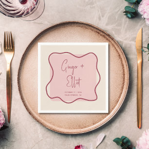 Serviette En Papier Mariage rose magenta moderne Gras Verre