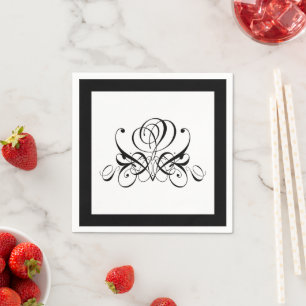 Serviette En Papier Mariage Rose noir Calligraphie