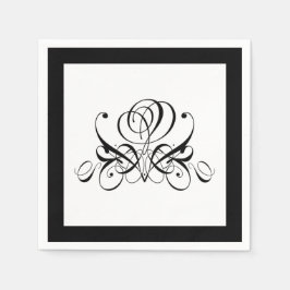 Serviette En Papier Mariage Rose noir Calligraphie