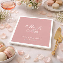 Mariage Rose Poussiéreuse M. et Mme. Écriture Blan